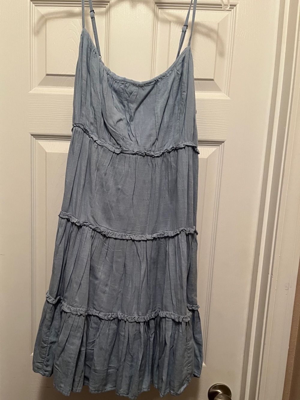 Lucky Brand Light Blue Tiered Spaghetti Strap Dress